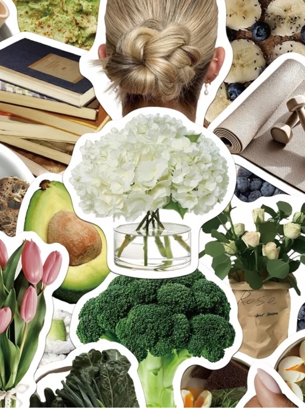 50 Clean Girl Aesthetic Stickers | Self Care Wellness Scrapbook Pack